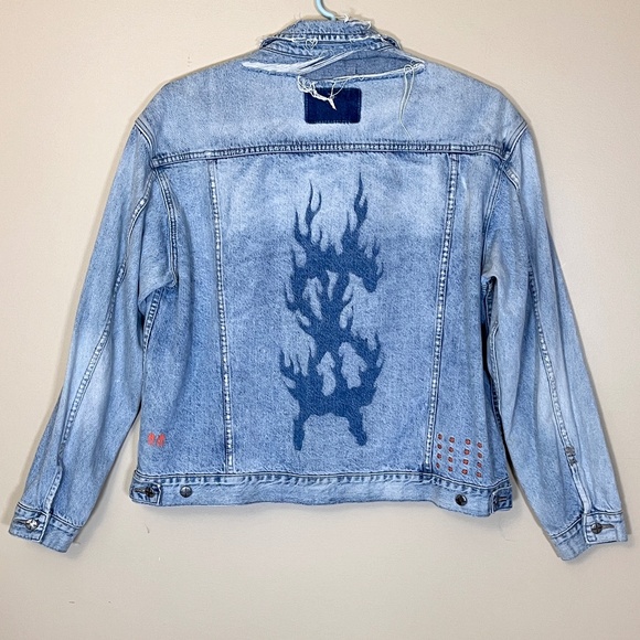 RARE Ksubi Travis Scott Oh G Ghosted Distressed Denim Jacket - Men's Size L - Picture 1 of 10
